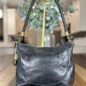 The Sak Indigo Black Genuine Leather Shoulder Bag Hobo Purse
